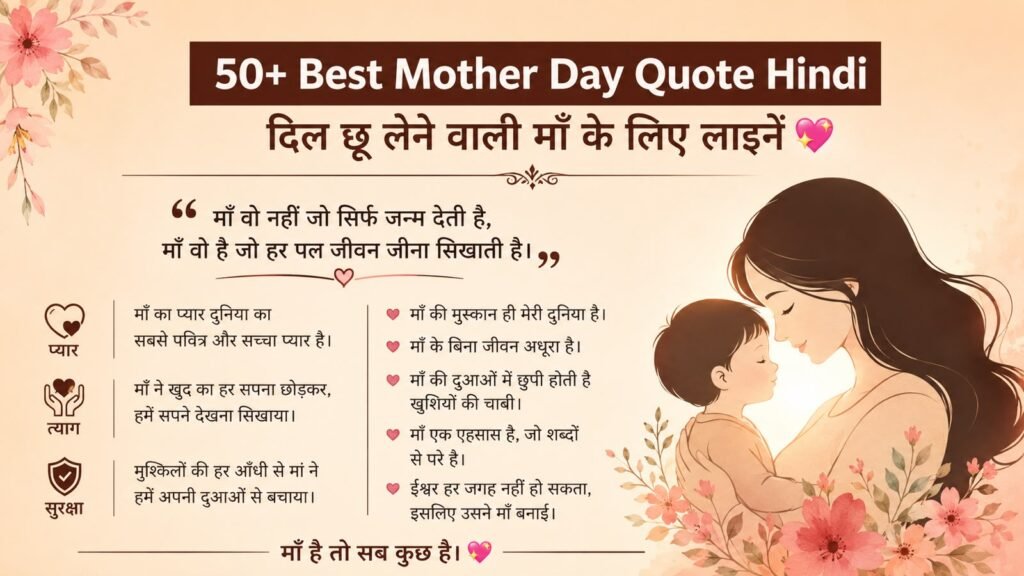 50+ Best Mother Day Quote Hindi | दिल छू लेने वाली माँ के लिए लाइनें 💖